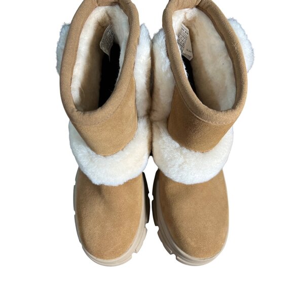 UGG Brown and Cream Fur Ankle Booties - Picture 3 of 10